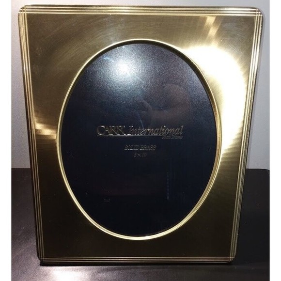 Solid Brass Picture Frame Carr International Photo Tabletop Oval Square 8x10 - Picture 2 of 15